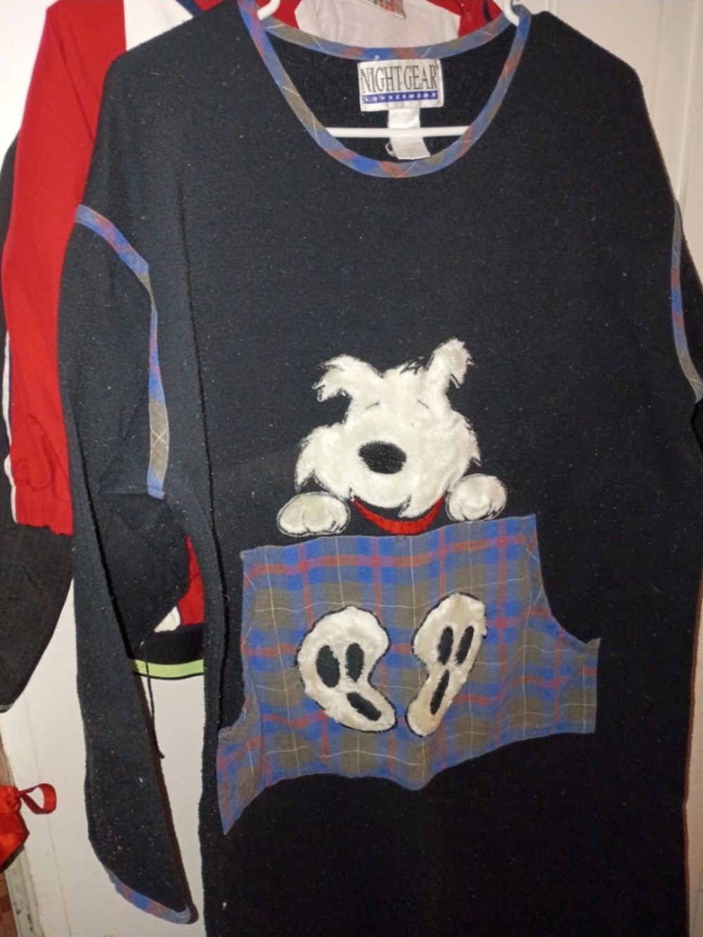 Night Gear Plaid Character Print Pullover Gown